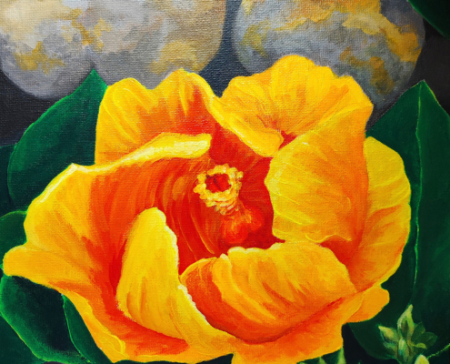 Hibiscus mâle - Acrylique sur carton entoilé