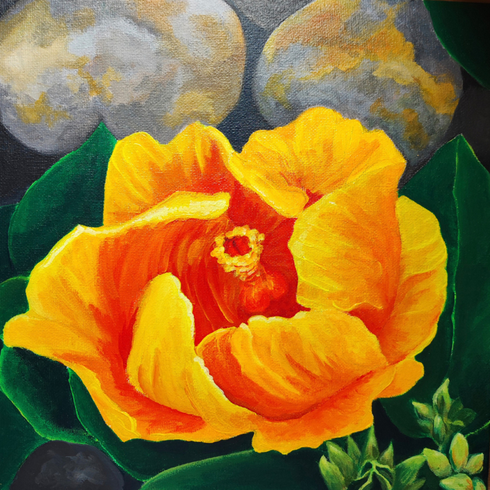 Hibiscus mâle - Acrylique sur carton entoilé
