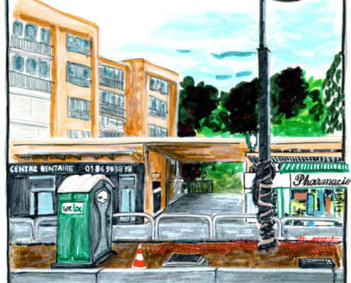 Dessin travaux à Noisy-le-Sec devant le parc Stalingrad